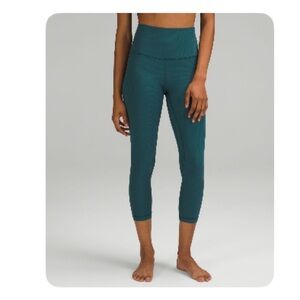 lululemon align high rise ribbed crop 23” in green jasper size 4!